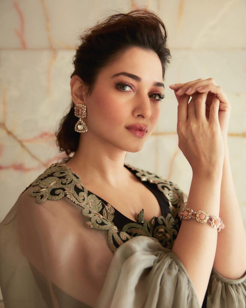 Tamannaah Bhatia exudes elegance in a vibrant photoshoot showcasing contemporary fashion trends