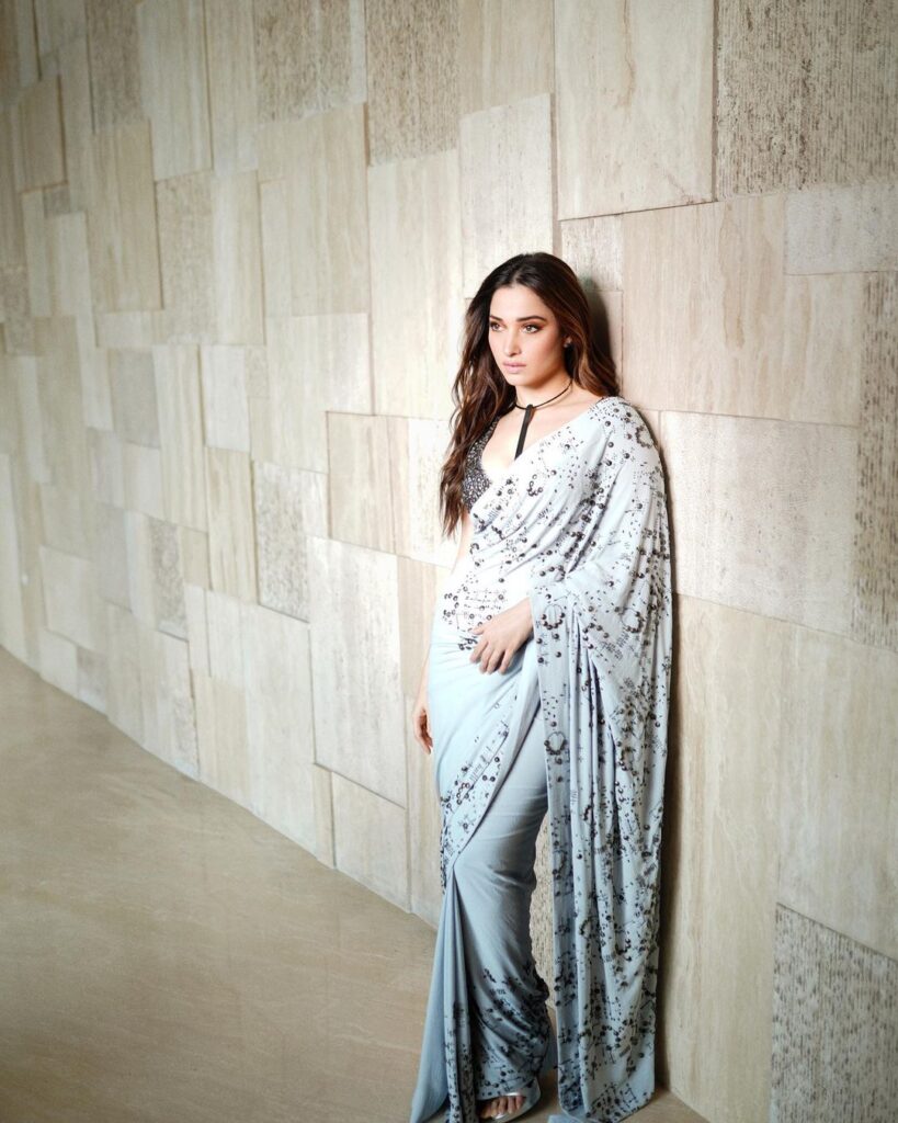 Tamannaah Bhatia graces the lens in a breathtaking saree ensemble, epitomizing grace and glamour