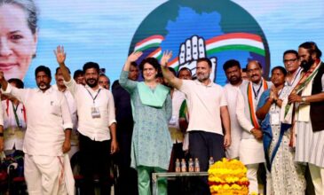 Rahul and Priyanka Share Stage with Telangana Congress leaders