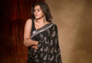 Hebah Patel stuns in elegant black handloom saree photoshoot