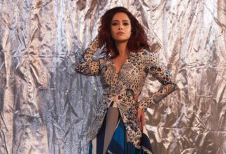 Nushrratt Bharuccha stuns in a graceful blue and white outfit