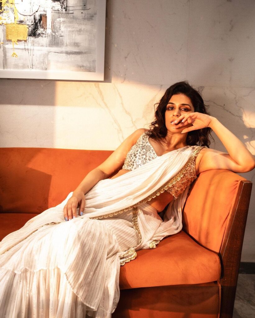 Shraddha Das exudes elegance in a pristine white saree
