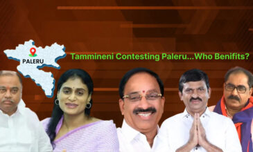 CPM's Tammineni Veerabhadram contesting from Paleru assembly seat, with other candidates.