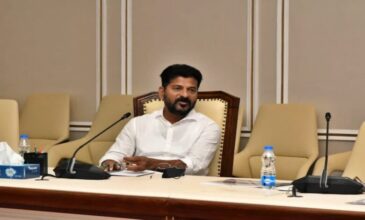 Revanth Reddy in a meeting.