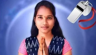 Barrelakka Sirisha and her election symbol whistle.