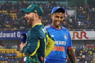 Surya Kumar Yadav and Matthew Wade at the toss in IND vs AUS game.