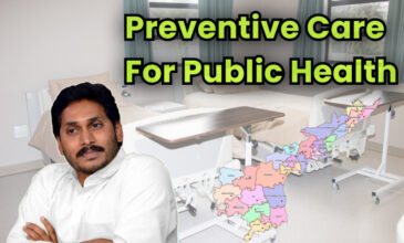 CM YS Jagan With Government hospital and AP map.