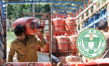 LPG Cylinder supply line and a worker carrying a cylinder.