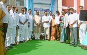CM Jagan with party members and officials at Uddanam hospital.