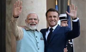 French President Emmanuel Macron And PM Modi