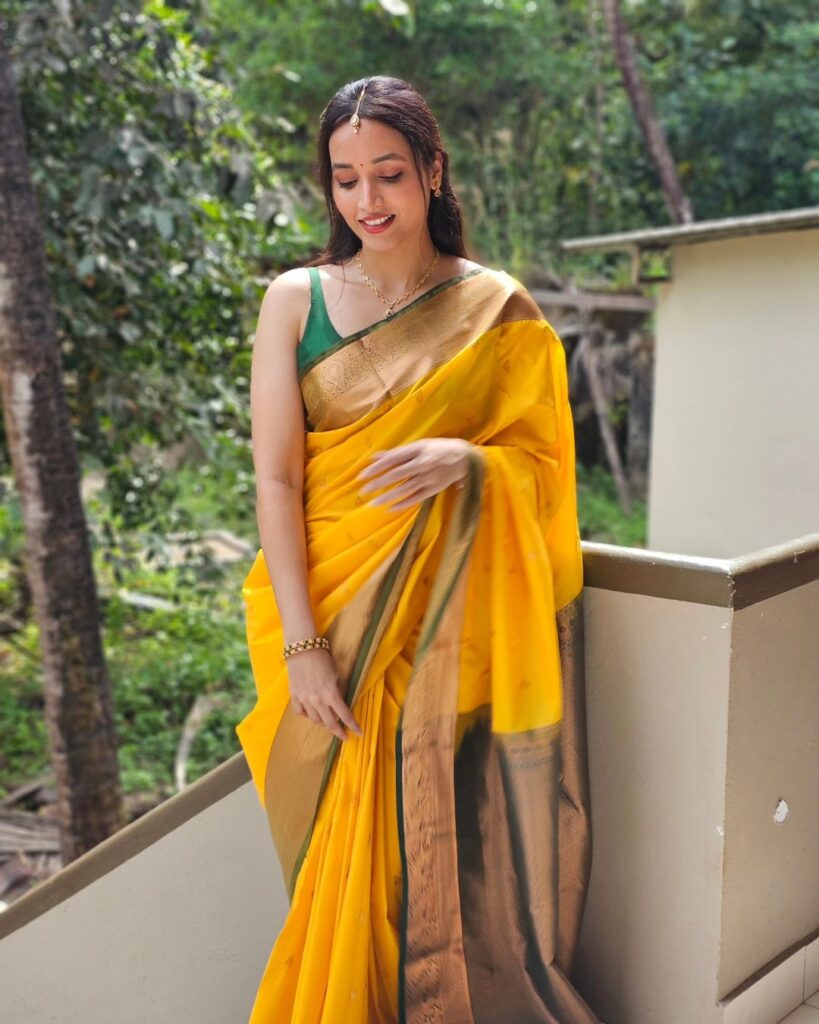 Srinidhi Shetty dons a yellow saree for a classic look