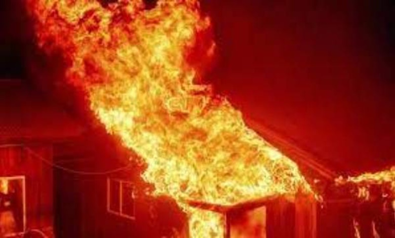A fire accident in an old woman's home in Andhra Pradesh.