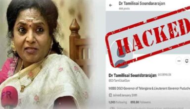Governor Tamilisai and her hacked X profile.