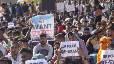 Paper leak protesting students in UP, India