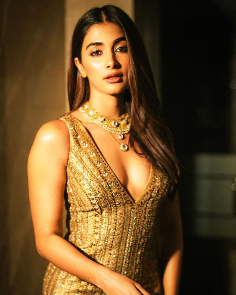 Pooja Hegde's effortless beauty in gold attire