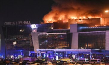 Moscow terrorist attack: Concert hall on fire.