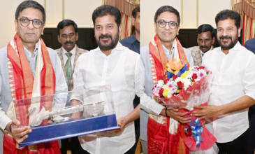 Justice DY Chandrachud with CM Revanth Reddy.