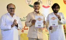 CBN and Pawan at Joint Manifesto Release.