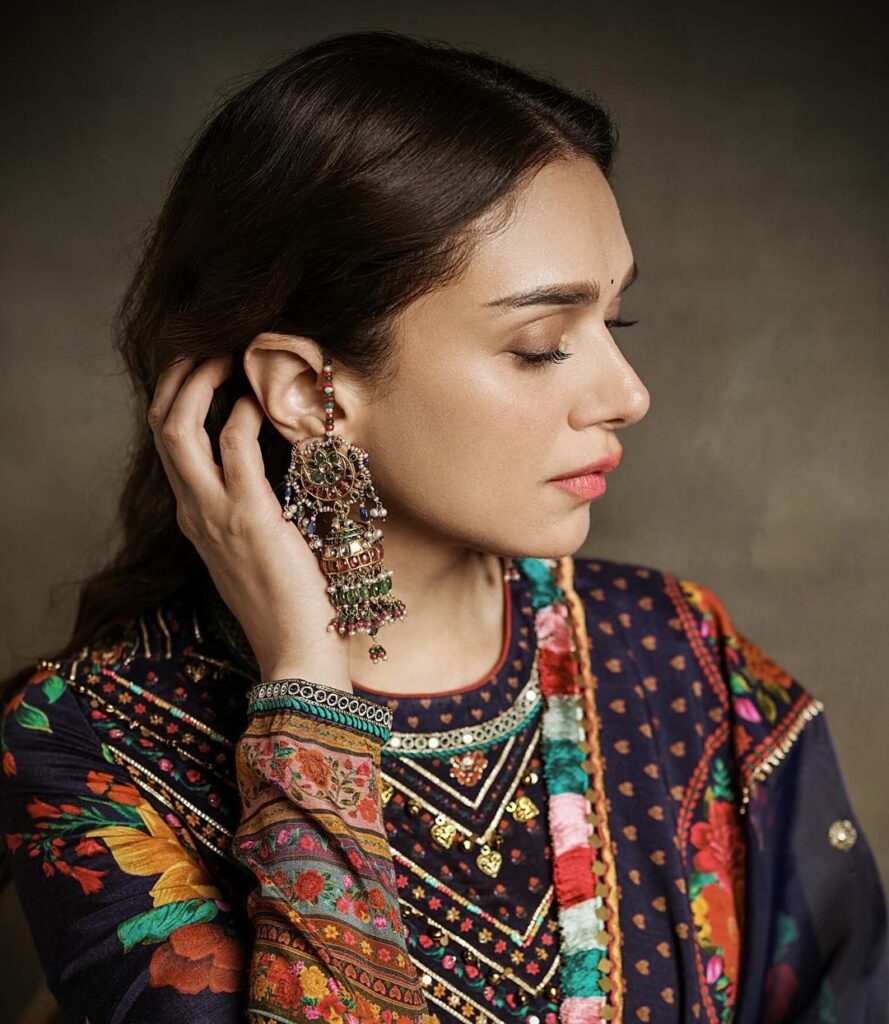 Captivating Aditi Rao Hydari in with traditional Earrings  