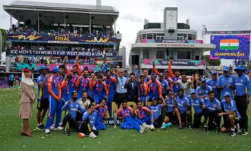 The T20 World Cup 2024 Winning Indian Squad and Staff.