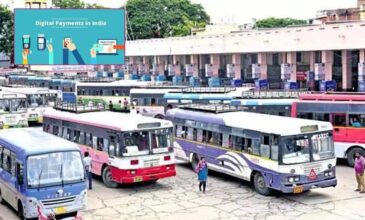 RTC Buses in Telangana Bus Stand.