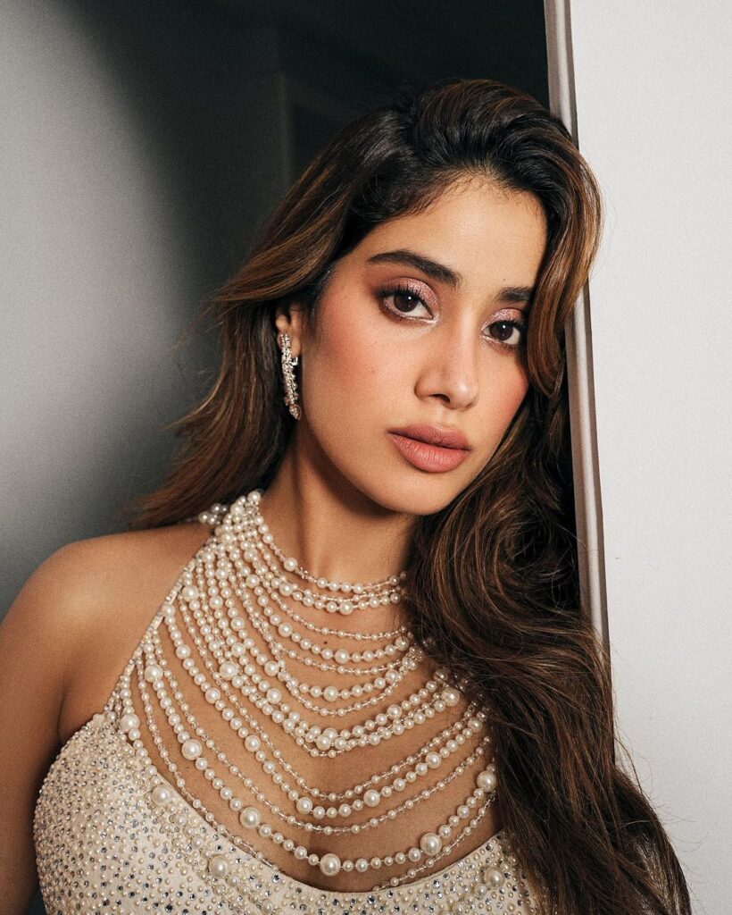 Janhvi Kapoor's glamorous avatar in a sequined white saree and chic bralette-style blouse
