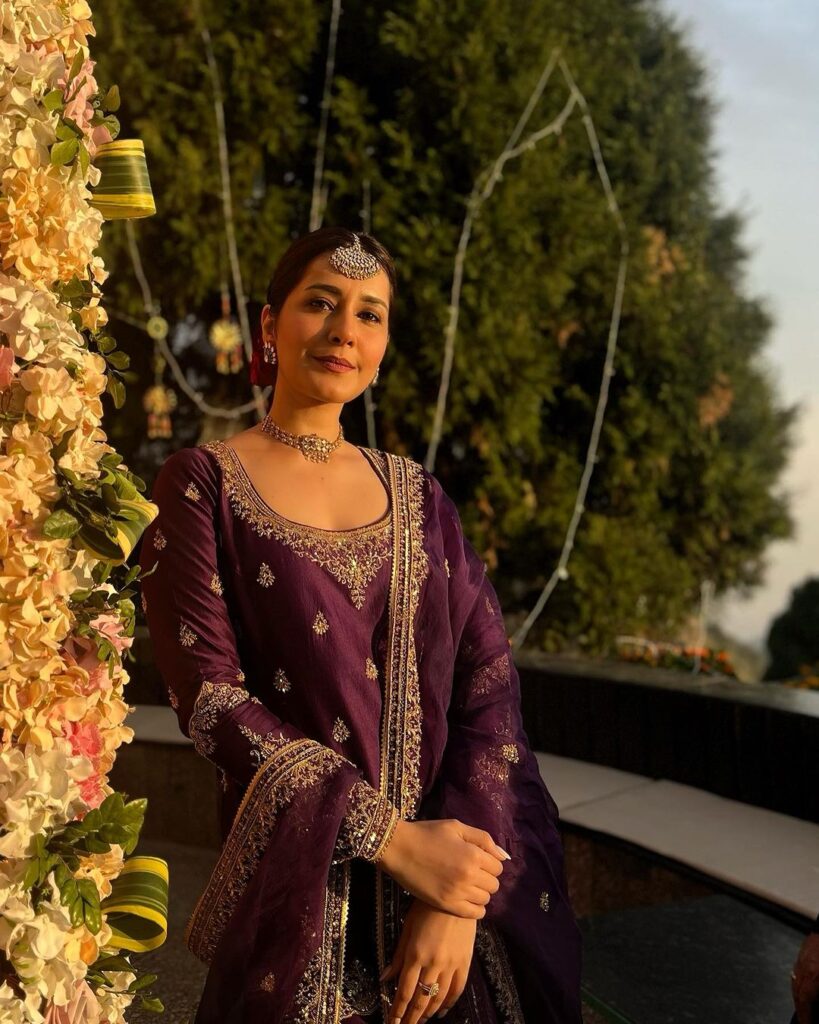 Raashii Khanna in traditional purple dress in golden hour