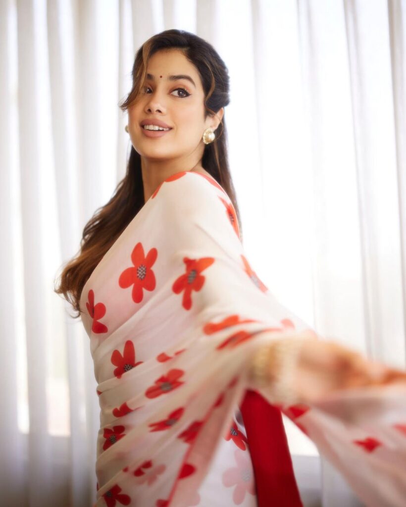 Janhvi Kapoor dazzles in floral saree & chic accessories
