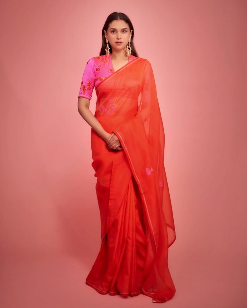 Aditi Rao Hydari's chic orange saree look