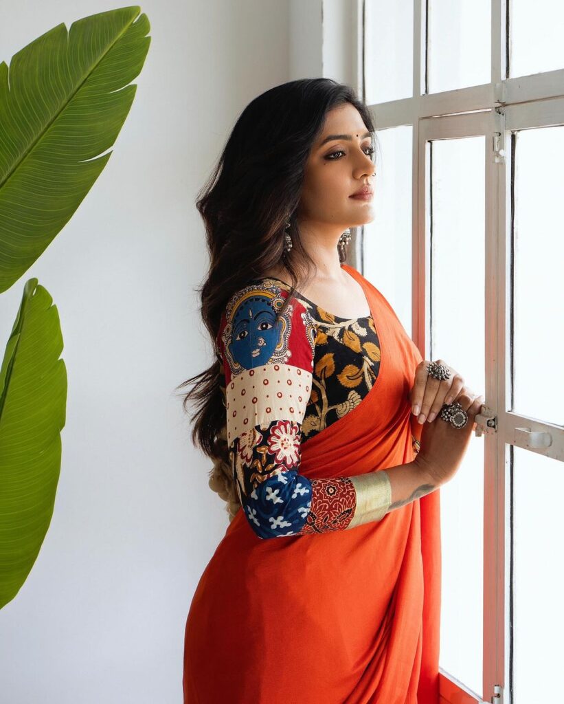 Eesha Rebba exudes grace in orange saree